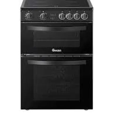 SWAN SX16730B 60CM WIDE DOUBLE OVEN ELECTRIC COOKER WITH CERAMIC HOB - BLACK