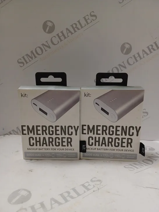 2 X KIT: EMERGENCY BACK-UP 6000MAH PORTABLE POWER BANKS 