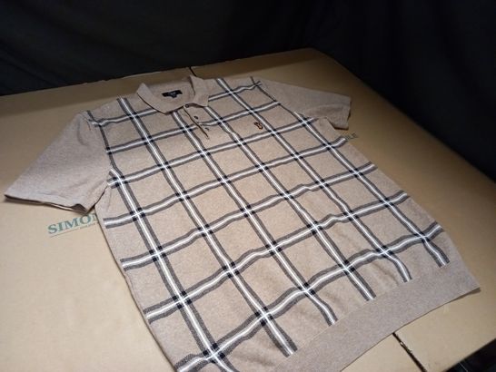 NEXT BROWN CHEQUERED POLO SHIRT - XL