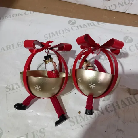 SANTA EXPRESS SET OF 2 CHARACTER DANGLY LEG BAUBLES