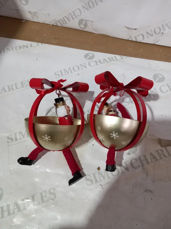 SANTA EXPRESS SET OF 2 CHARACTER DANGLY LEG BAUBLES