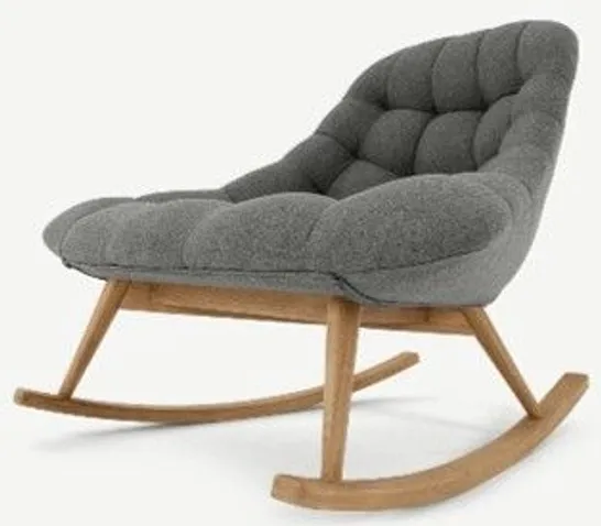 BRAND NEW BOXED MADE.COM KOLTON ROCKING CHAIR, MARL GREY FABRIC & OAK LEGS (1 BOX)