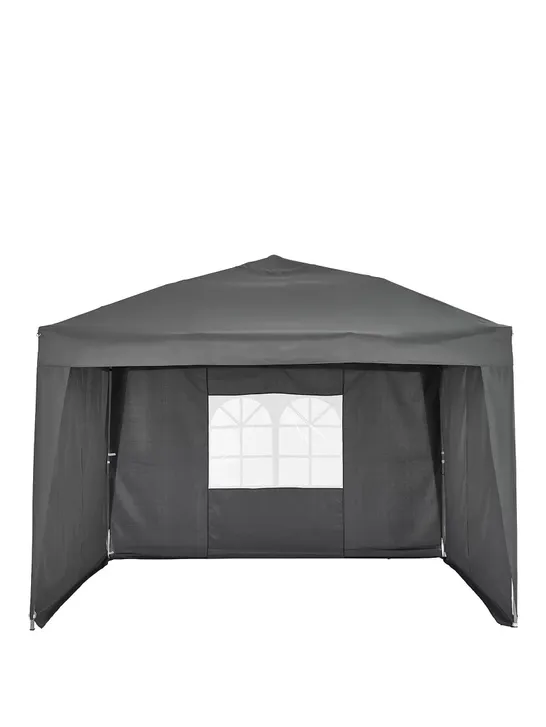 BOXED 3M X 3M POP UP GAZEBO WITH 3 PIECE SIDE PANELS - GREY (COLLECTION ONLY) RRP £159.99