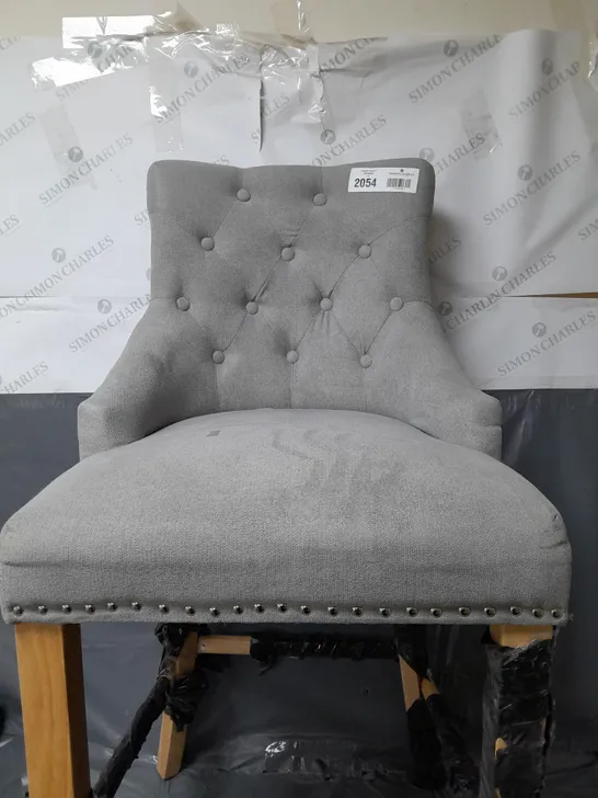 VERY HOME WARWICK CHENILLE STANDARD DINING CHAIR - GREY/OAK EFFECT - COLLECTION ONLY