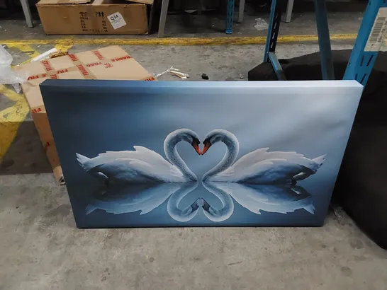 HEART SHAPED SWANS WILD LIFE - WRAPPED CANVAS 