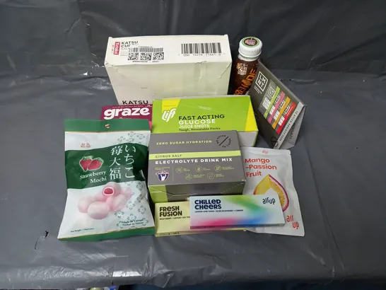 APPROXIMATELY 10 ASSORTED FOOD & DRINK ITEMS TO INCLUDE - YUKATA KATSU CURRY SAUCE - LMNT ELECTROLYTE DRINK MIX - AIR UP MANGO PASSIONFRUIT POD - ETC