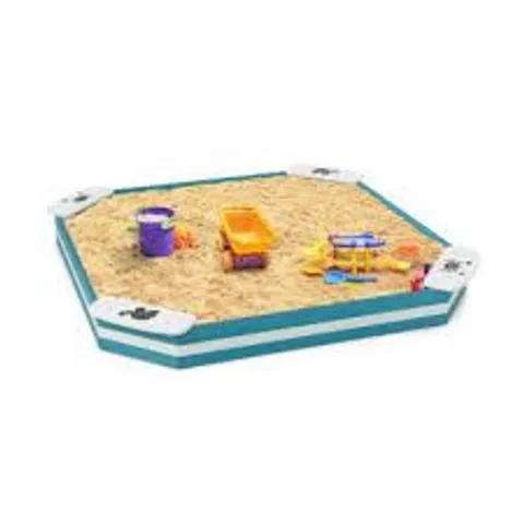 BOXED COSTWAY OUTDOOR WOODEN SANDBOX WITH ANIMAL PATTERNS SEATS BACKYARD BOTTOMLESS SANDPIT (1 BOX)