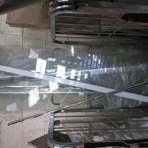 CAGE OF GLASS PANELS WITH CHROME FRAME