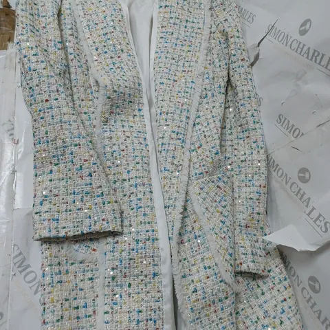 HELENE BERMAN WHITE AND MULTI COLOUR BLAZER