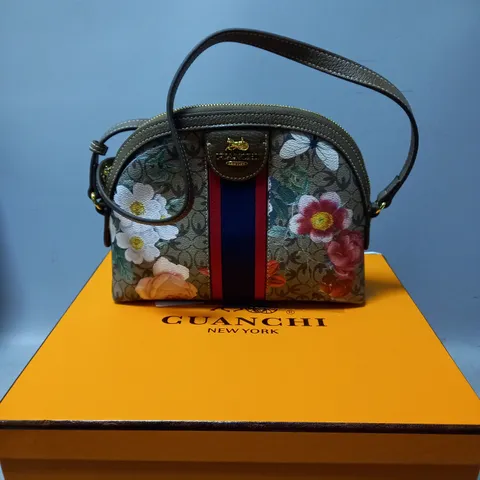 BOXED GUANCHI OVER SHOULDER FLORAL HAND BAG 