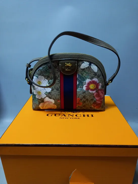 BOXED GUANCHI OVER SHOULDER FLORAL HAND BAG 