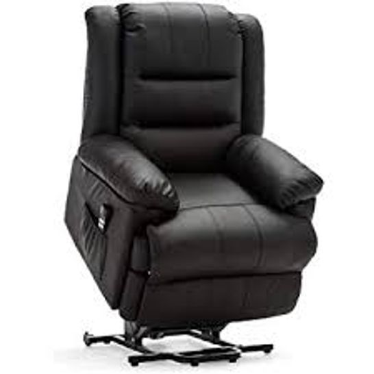 BOXED DESIGNER LOXLEY BLACK LEATHER POWER RISE & RECLINING EASY CHAIR (2 BOXES)