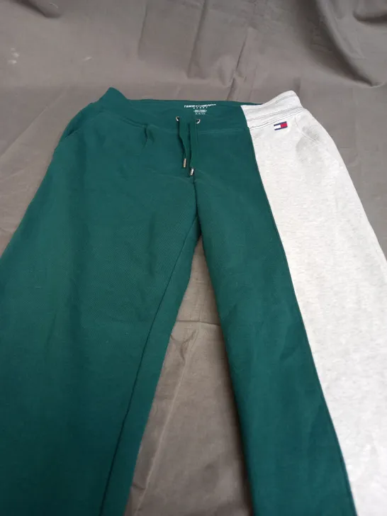 TOMMY HILFIGER SPORT LIGHT GREY & GREEN JOGGERS - SMALL