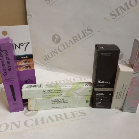 LOT OF APPROXIMATELY 15 MAKE-UP ITEMS, TO INCLUDE GLOSSIER, NO 7, CLINIQUE, ETC