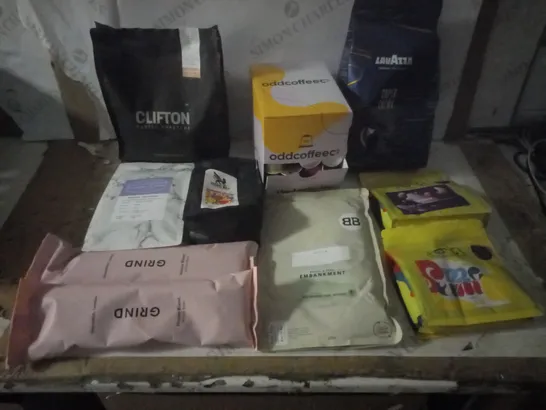 GROUP OF APPROX 10 ASSORTED COFFEE ITEMS TO INCLUDE GRID, LAVAZZA, CLIFTON ETC