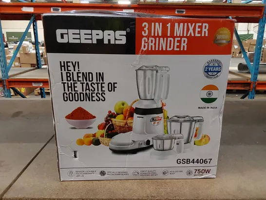 BOXED GEEPAS 1.5L 3-IN-1 STAINLESS STEEL MIXER (1 BOX)