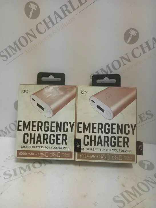 2 X BOXED KIT: EMERGENCY BACK-UP 6000MAH PORTABLE POWER BANKS 