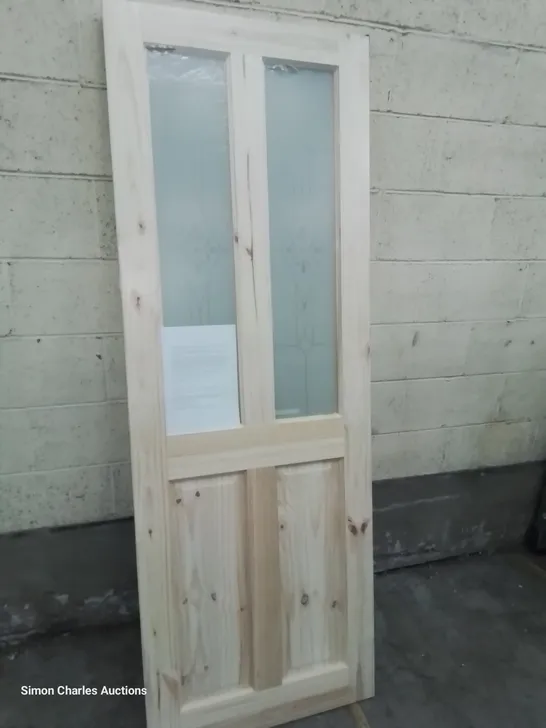 KNOTTY PINE 4 PANEL OBSCURE GLAZED INTERNAL DOOR 2040 × 726mm