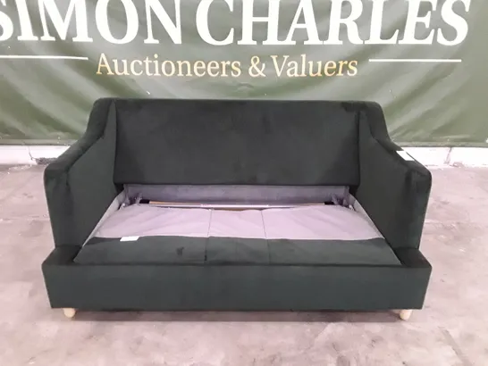 QUALITY DESIGNER ATWORTH 2 SEATER SOFA BED - HUNTER DARK GREEN FABRIC