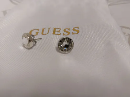 BOXED GUESS COLOUR MY DAY 10MM CLEAR STUD EARRINGS