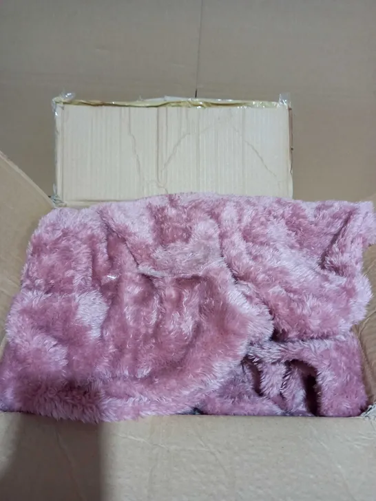 COZEE HOME FLUFFY LONGLINE HOODED LOUNGER - VINTAGE ROSE, SIZE L/XL