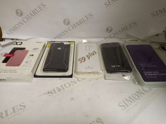 LOT OF APPROXIMATELY 20 ASSORTED PHONE CASES TO INCLUDE IPHONE X FLAP COVER, 7G PLUS STANDING COVER, S9 PLUS CLEAR VIEW ETC
