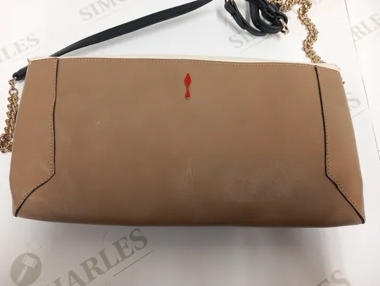 CHRISTIAN LOUBOUTIN KHEPIRA WHITE/BEIGE CLUTCH BAG