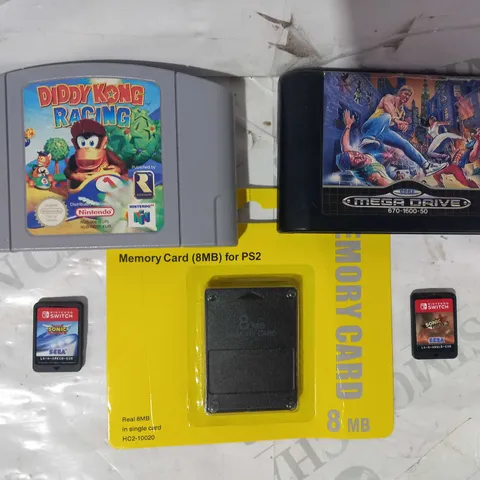 LOT OF ASSORTED GAMING ITEMS TO INCLUDE DIDDY KONG RACING N64 GAME, STREETS OF RAGE SEGA MEGA DRIVE GAME, SONIC FORCES NINTENDO SWITCH GAME, ETC