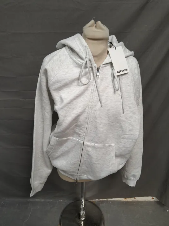 BERSHKA LIGHT GREY JACKET WITH HOOD - EUR SMALL