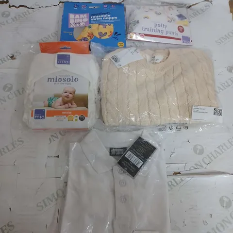 BOX OF APPROXIMATELY 30 ASSORTED CHILDRENS ITEMS TO INCLUDE - POLO SHIRT , POTTY TRAINING PANTS , JUMPER ETC