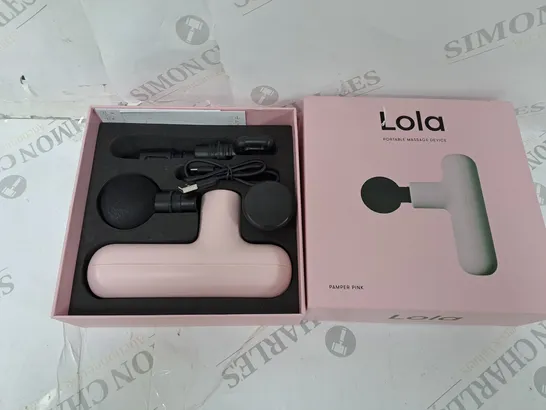 BOXED LOLA 4 SPEED HAND HELD MASSAGE GUN IN PAMPER PINK