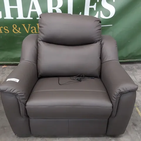QUALITY BRITISH DESIGNER G PLAN FIRTH LARGE POWER RECLINING EASY CHAIR CAMBRIDGE EARTH LEATHER 