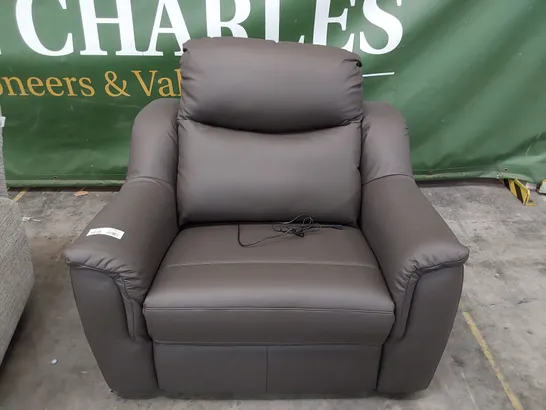 QUALITY BRITISH DESIGNER G PLAN FIRTH LARGE POWER RECLINING EASY CHAIR CAMBRIDGE EARTH LEATHER 