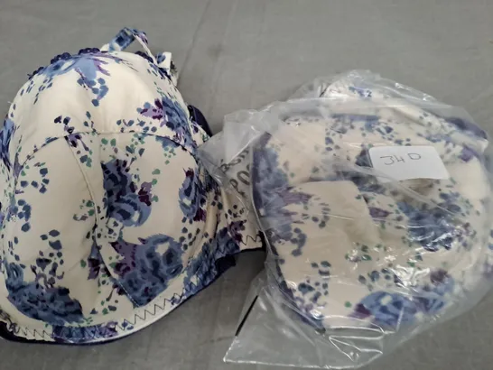 BOX OF APPROX 25 ASSORTED BLUE FLORAL BRAS - SIZES VARY 