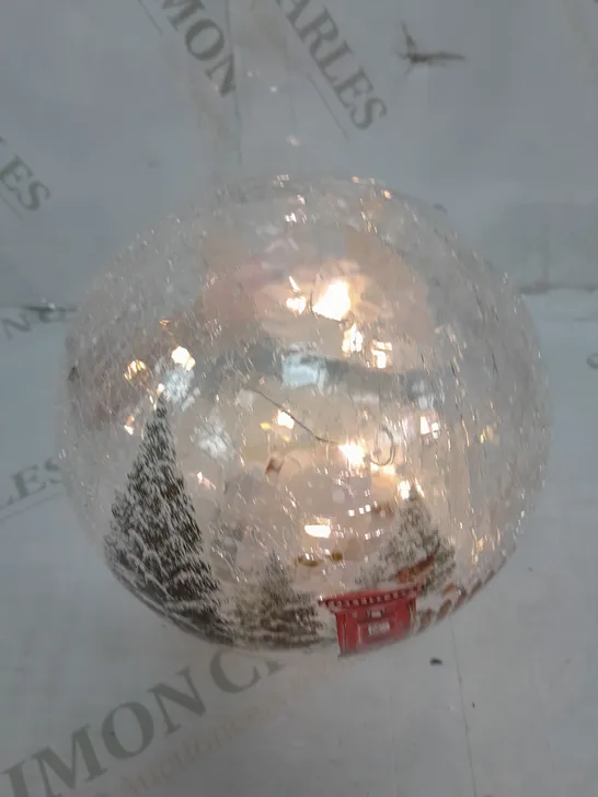 FESTIVE PRE-LIT SCENIC CRACKLE GLASS SPHERE