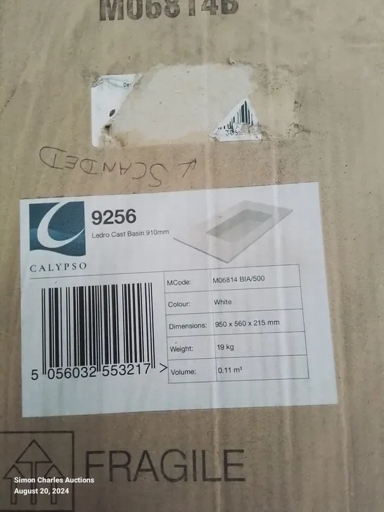 PALLET CONTAINING 8  BRAND NEW BOXED CALYPSO LEDRO CAST BASIN 950X560X215MM- WHITE