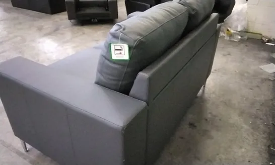 DESIGNER DARK GREY LEATHER 2 SEATER SOFA