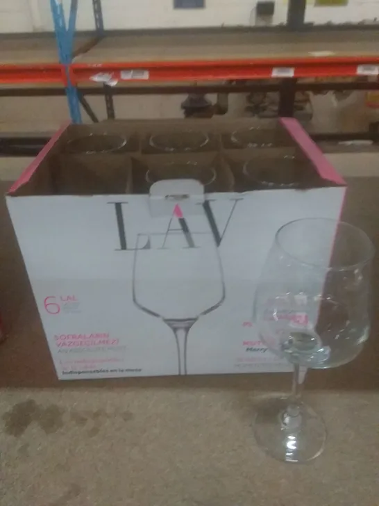 BOXED LAV WINE GLASSES X6