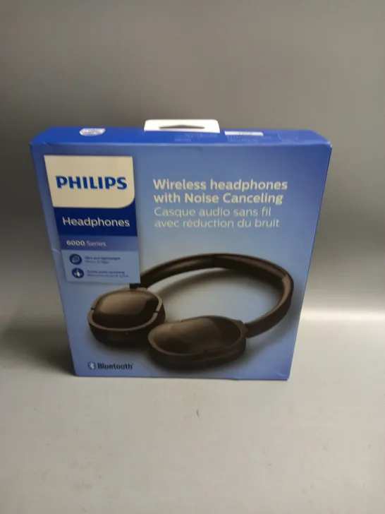 BOXED PHILIPS WIRELESS HEADPHONES WITH NOISE CANCELLING 6000 SERIES