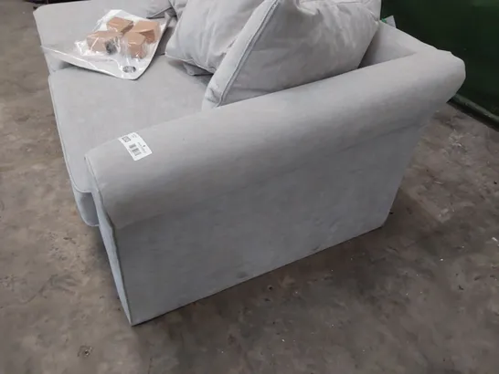 DESIGNER TWO SEATER SECTION WITH SCATTER CUSHIONS LIGHT GREY FABRIC 