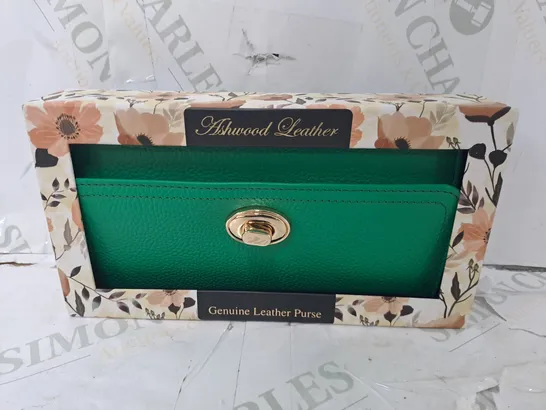 ASHWOOD LEATHER GENUINE LEATHER PURSE IN GREEN 