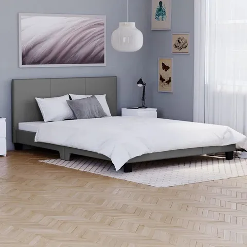 BOXED SCIPIO UPHOLSTERED PLATFORM BED GREY // SIZE: DOUBLE (1 BOX)