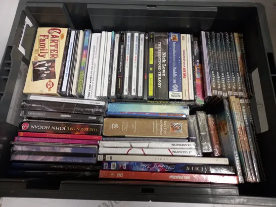 BOX OF APPROX 20 ASSORTED CDS INCLUDING INTRODUCTION TO BUDDISM, CARTER FAMILY AND NICK LOWE