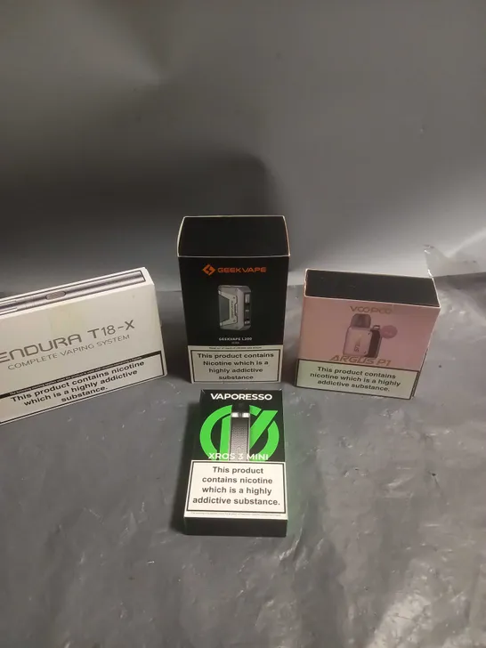 APPROXIMATELY 20 BOXED E-CIGARETTES TO INCLUDE INNOKIN, GEEK VAPE, VOOPOO ETC