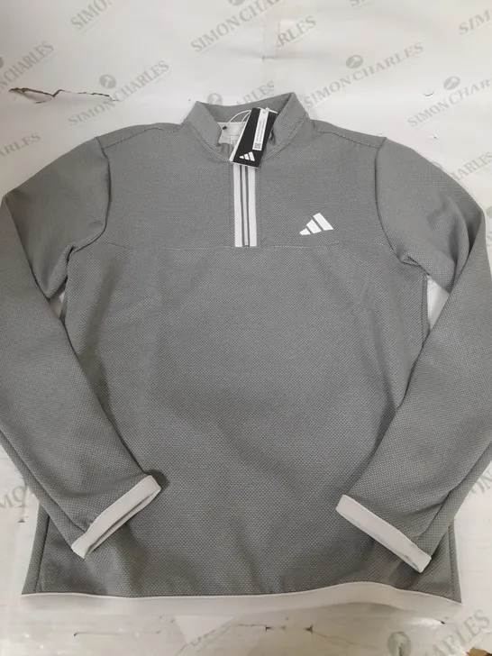 ADIDAS GREY IN WHITE QUARTER ZIP TRAINING TOP - SMALL