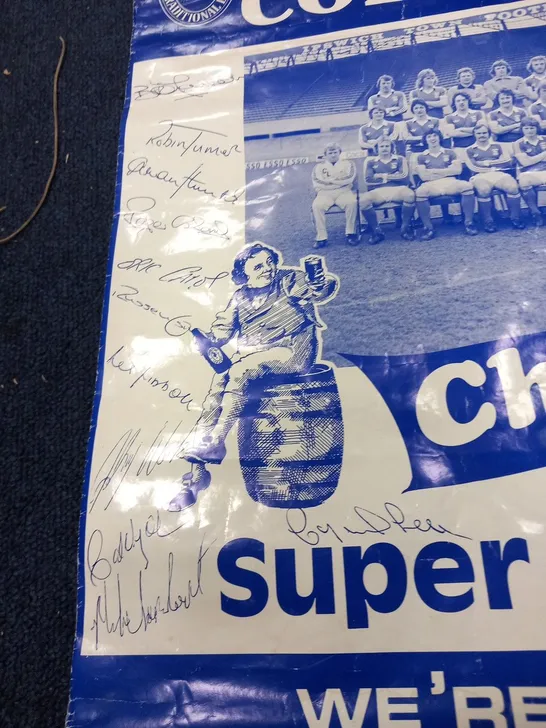 IPSWICH TOWN FC TOLLY COBBOLD CHEERS TO THE SUPER BLUES WE'RE ON THE WEMBLEY TRAIL WITH TOLLY ALE SIGNED POSTER