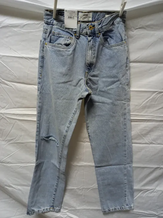 BOX OF APPROX 15 BRAND NEW COTTON:ON DAD JEANS - ROADKNIGHT BLUE RIPS SIZE AUS 6