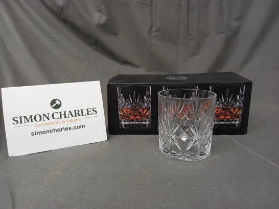 BOXED FLOW BARWARE SET OF 6 LEAD FREE CRYSTAL WHISKEY GLASSES - COLLECTION ONLY