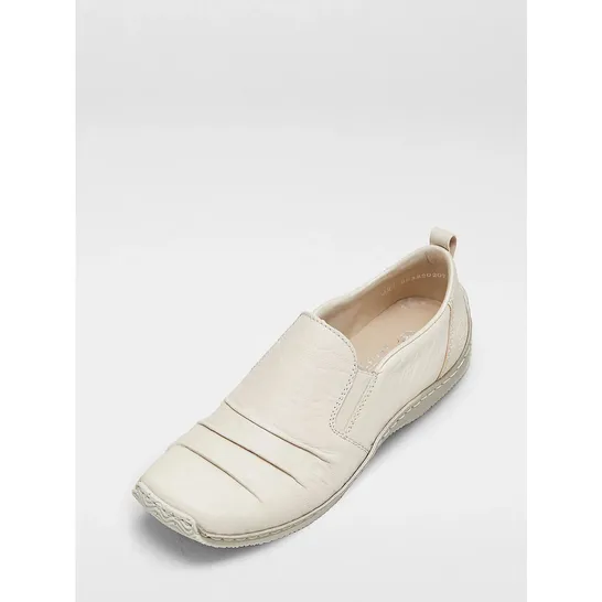 RIEKER PLEAT DETAIL LEATHER TRAINER- CREAM SIZE 5