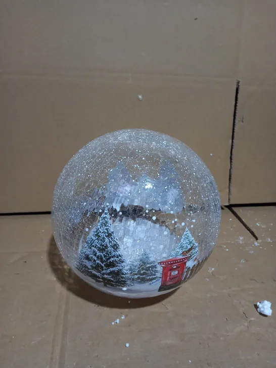 FESTIVE PRE-LIT SCENIC CRACKLE GLASS SPHERE